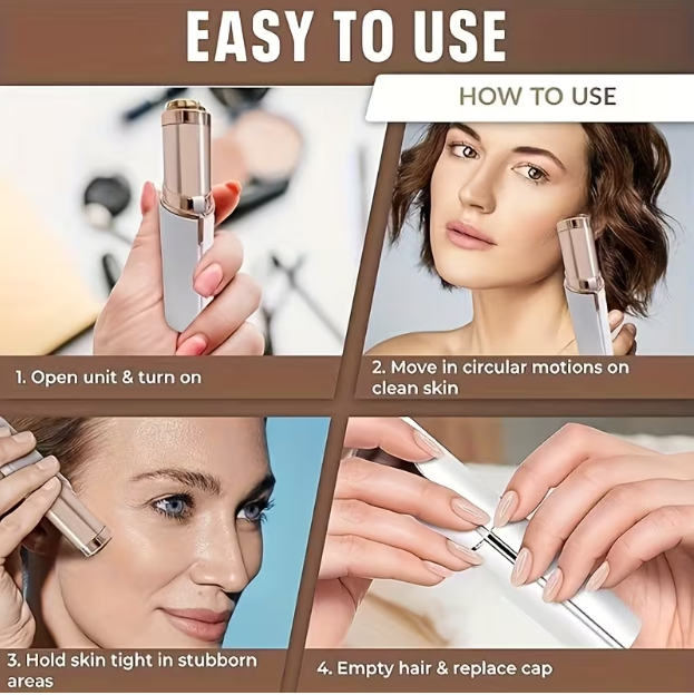 Facial Hair Remover & Eyebrow Razor – 3-in-1 Epilator for Face, Lips, Chin, Arms, Body & Beard, Perfect for Home and Travel
